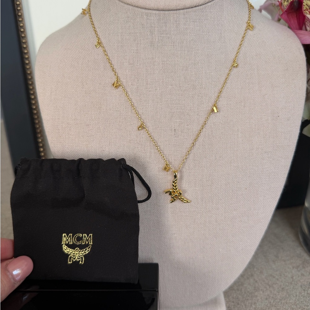 NWT MCM 3D logo Pendant Necklace